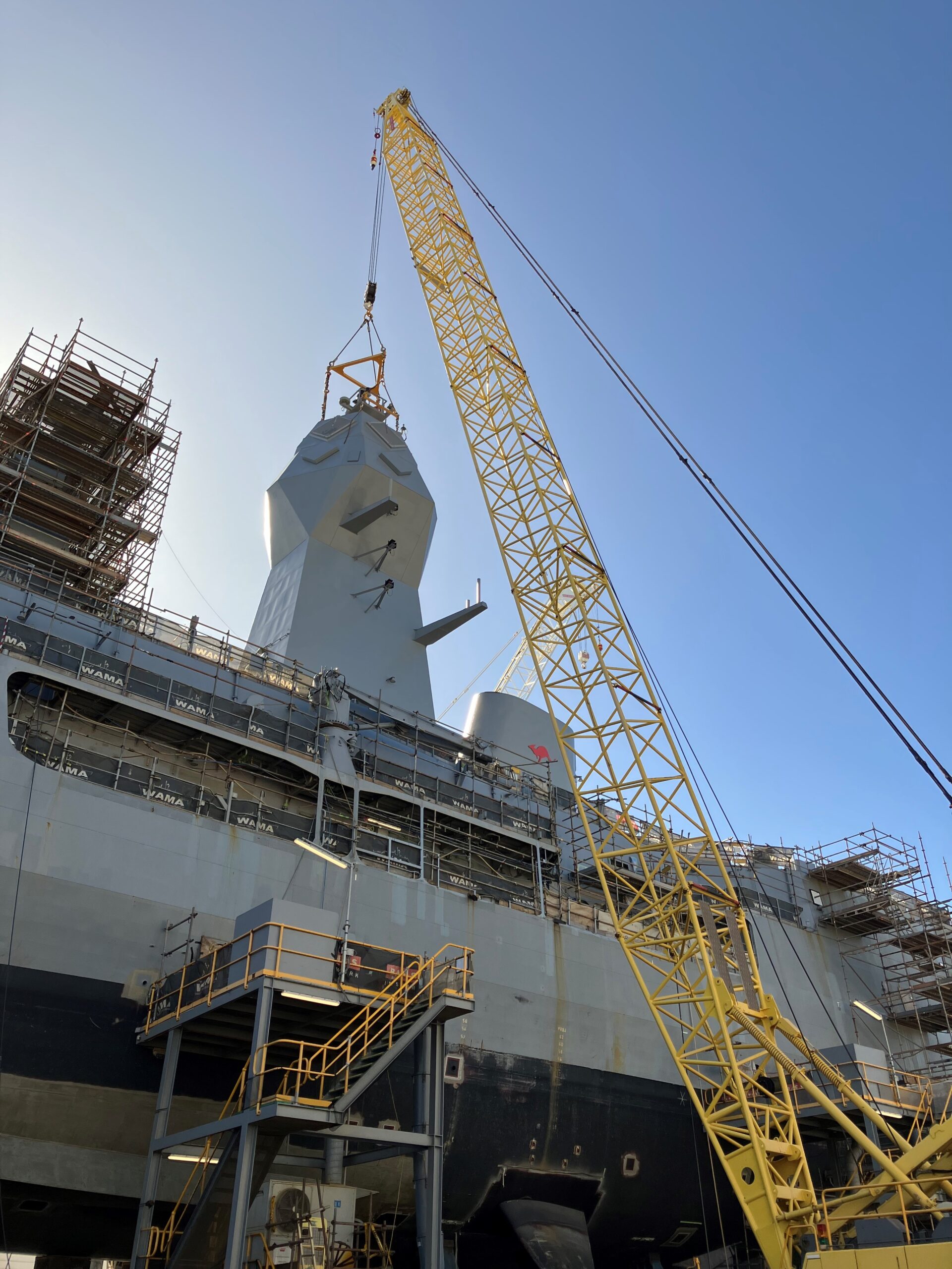 HMAS Stuart mast up and on