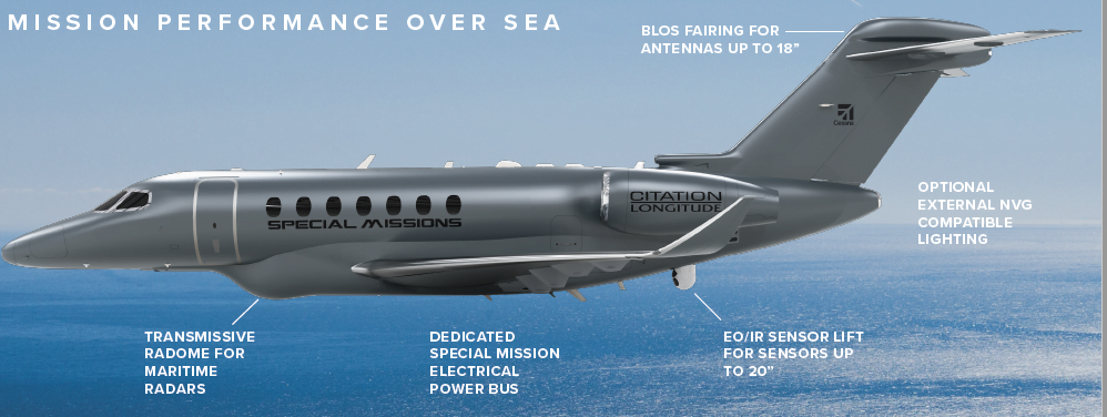 Textron Aviation Special Missions introduces Cessna Citation Longitude maritime patrol aircraft