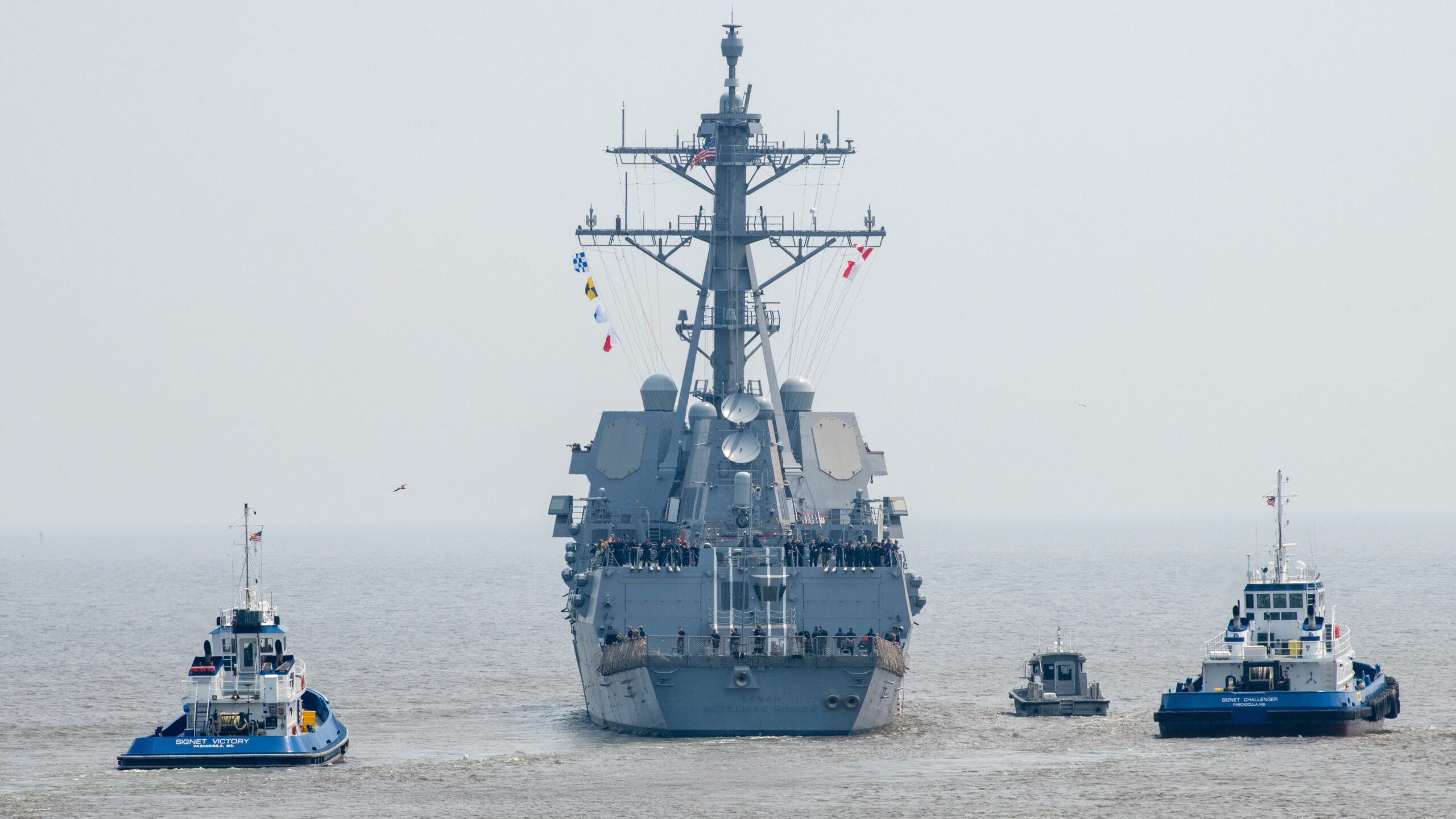 Destroyer Lenah Sutcliffe Higbee sailed away from Ingalls Shipbuilding