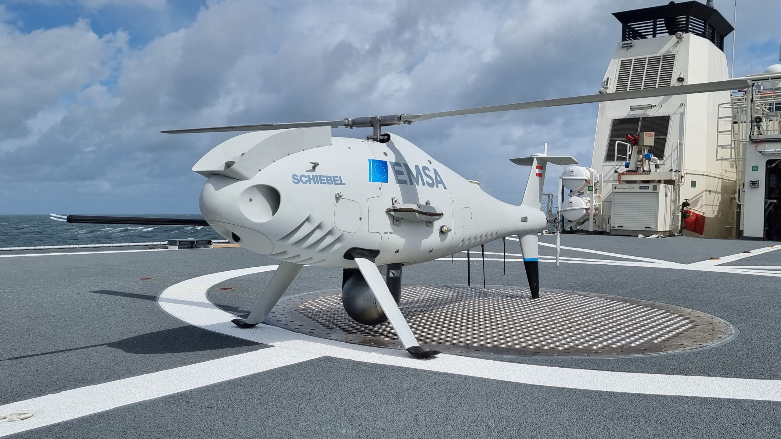 Schiebel CAMCOPTER S-100 monitors ship emissions for EMSA in North Sea