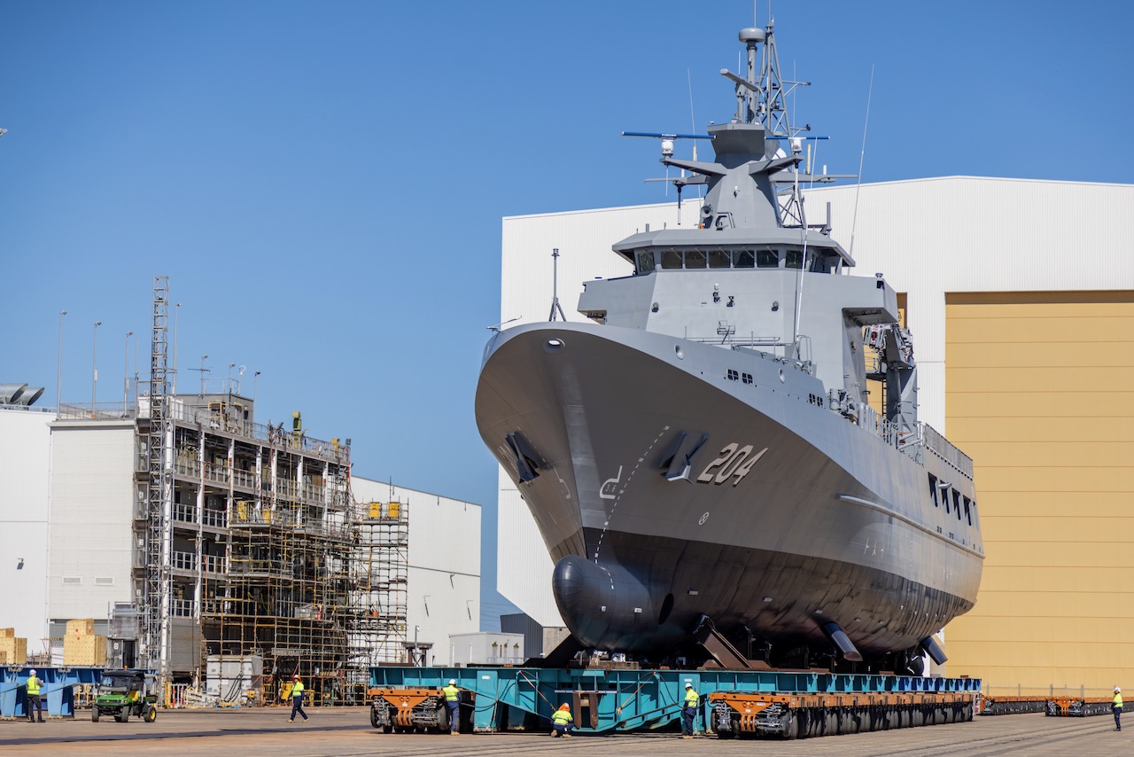 Arafura class offshore patrol vessel NUSHIP Eyre launched