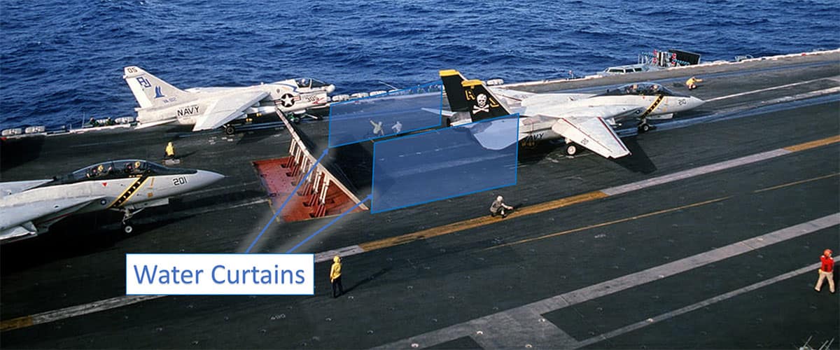 ‘Bubbly water’ curtains could cut carrier fighter jet noise