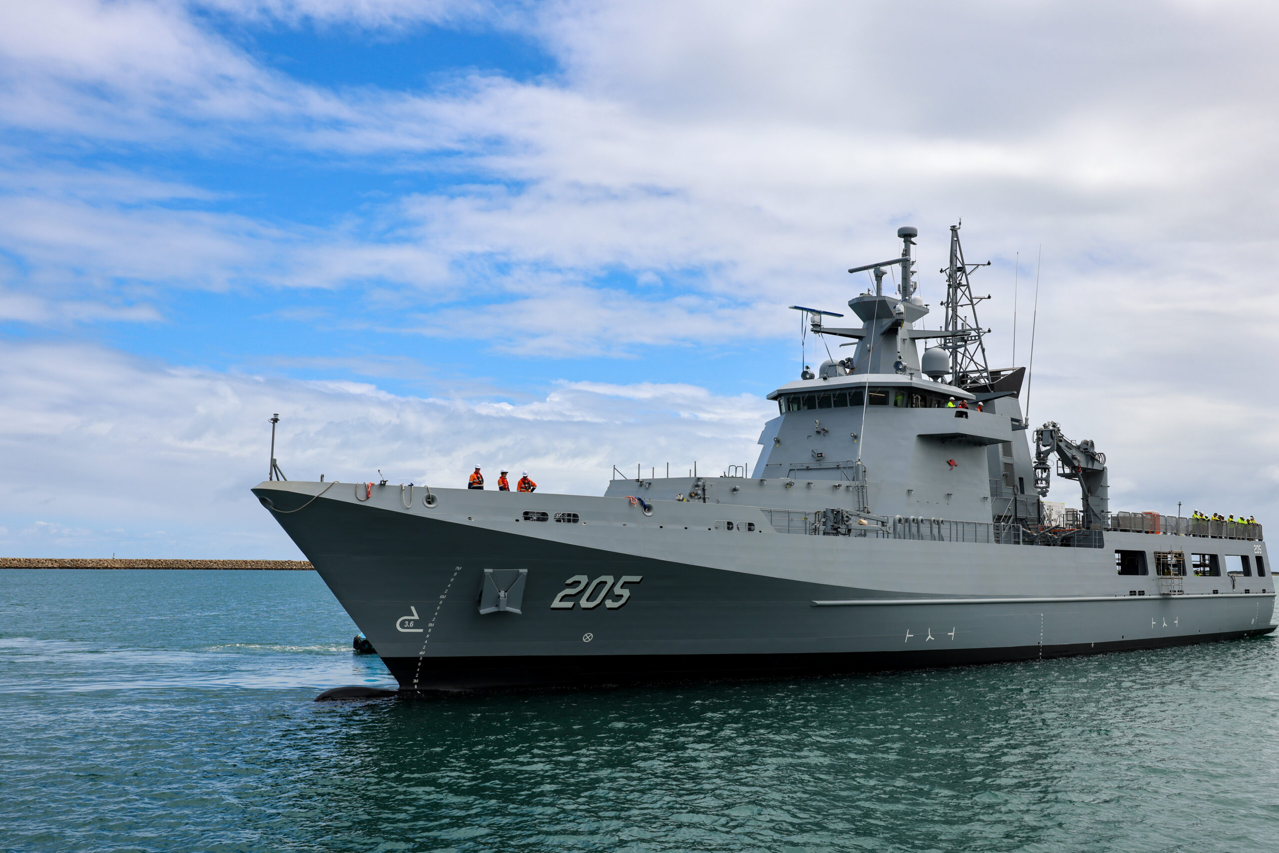 NUSHIP Pilbara Arafura-class offshore patrol vessel 3 launched