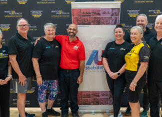 Austability named Presenting Partner of Team Australia for Invictus games L to R Vanessa Bernardo, Glenn Keys AO, Joanne Beavis, Ben Khandan, Vanessa Broughill, Toni Cumpston, Michael Hartung OAM, Air Chief Marshal Mark Binskin AC
